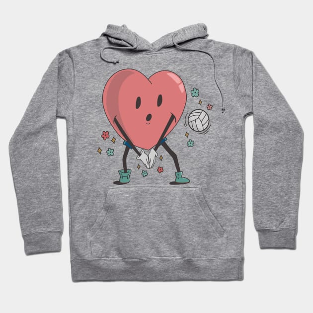 Retro Volleyball Heart Shirt, Volleyball Valentines Day Gift Hoodie by mcoshop